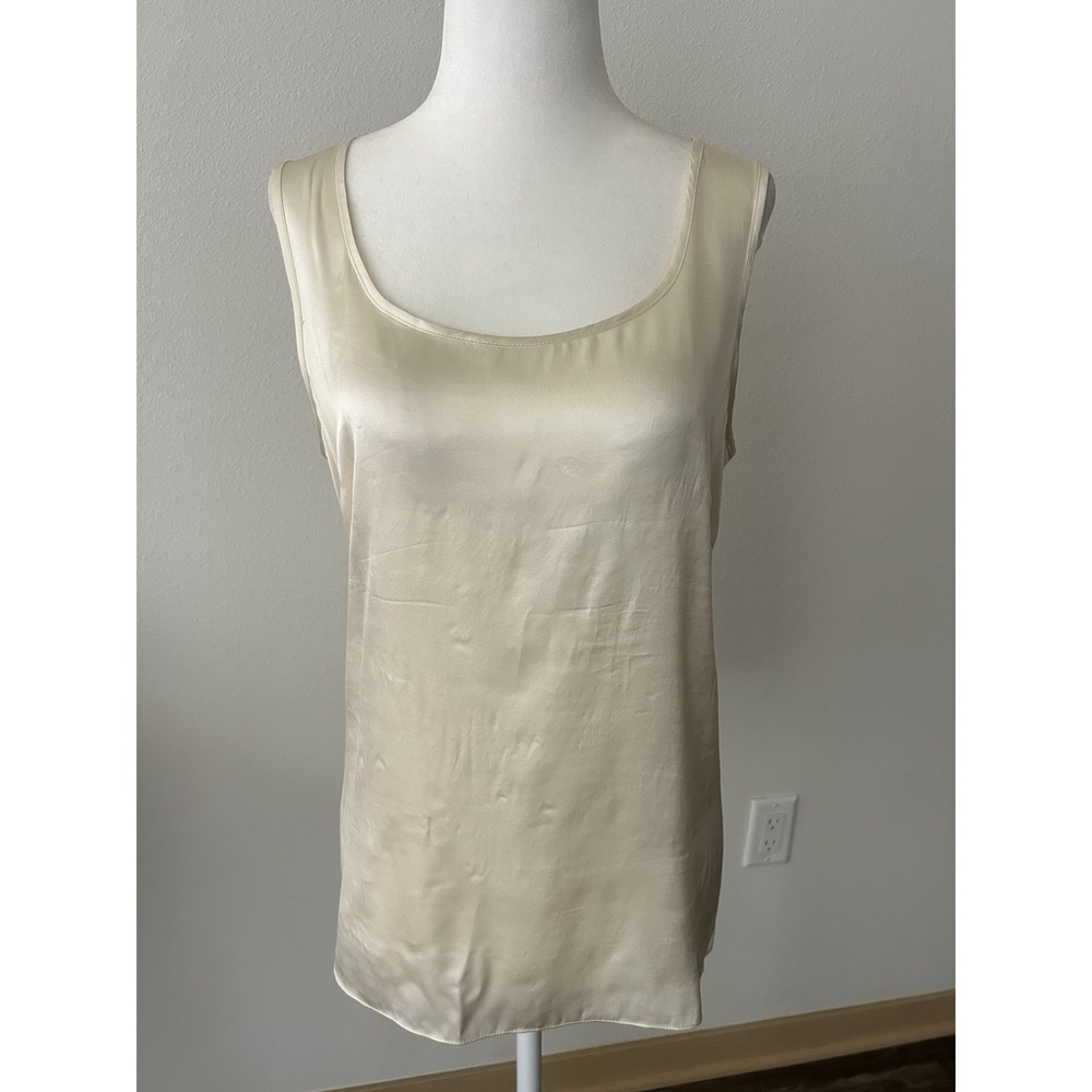 Talbots 100% Silk Cream Tank Top 90s Minimalist Quiet Luxury Parisian
